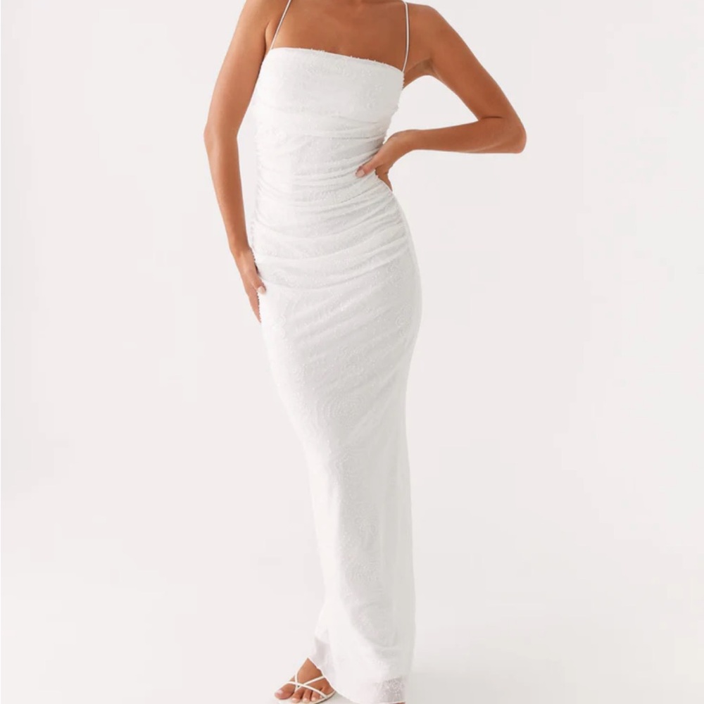 PepperMayo Exclusive – Paxton Beaded Maxi Dress (White)